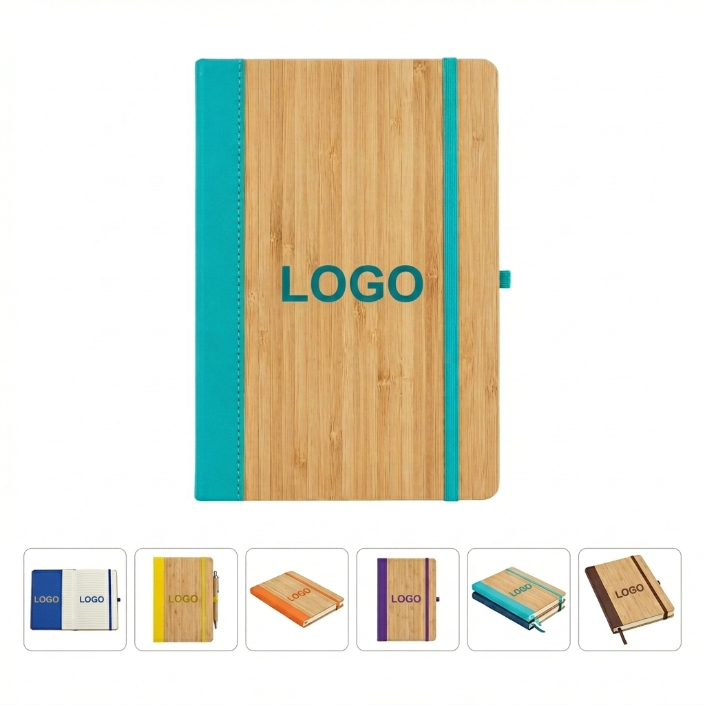 Personalized Bamboo Cover Diary | 80gsm Paper, Elastic Strap | Bulk Order 10+ Units